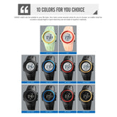 SKMEI 1773 Triplicate Round LED Dual Time Digital Display Colorful Backlight Electronic Watch